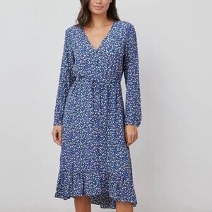 Jade Long Sleeve Midi Dress in Navy Ditsy Floral​